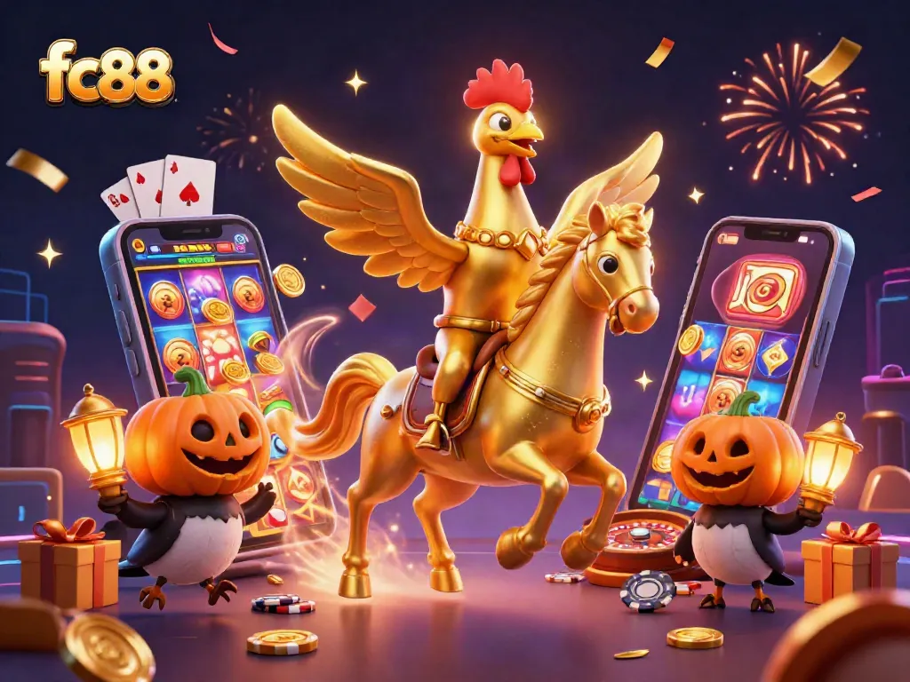Win at fc88 by joining a vibrant casino scene filled with colorful slot games and dynamic characters.