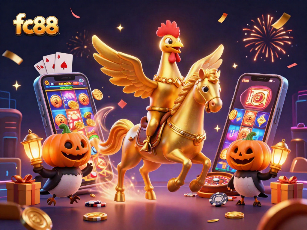 Win at fc88 by joining a vibrant casino scene filled with colorful slot games and dynamic characters.