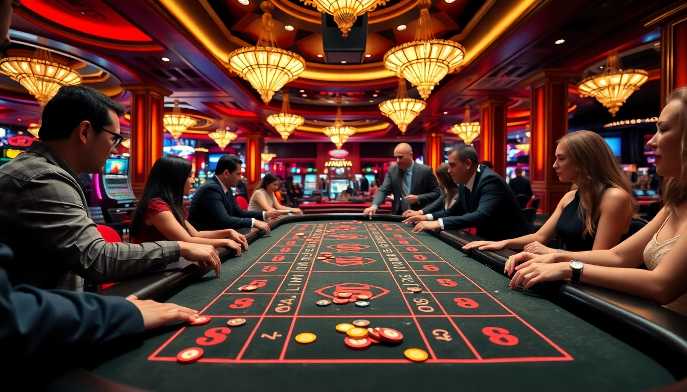 Players enjoying intense games at the Nova88 online casino, showcasing a vibrant atmosphere.