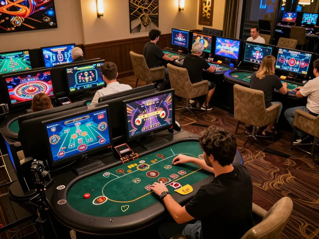 lc88 players engaging in dynamic online poker gameplay with multiple screens