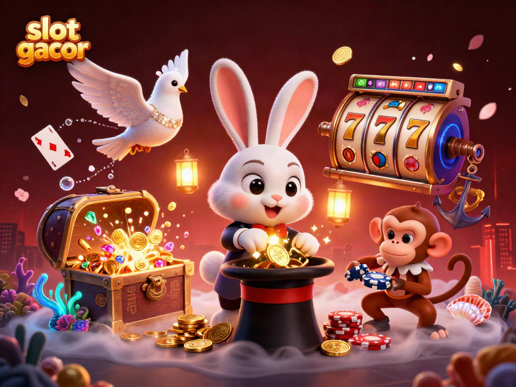 Melihat slot gacor saat kelinci dan teman-temannya memikat koin emas dan poker chip.