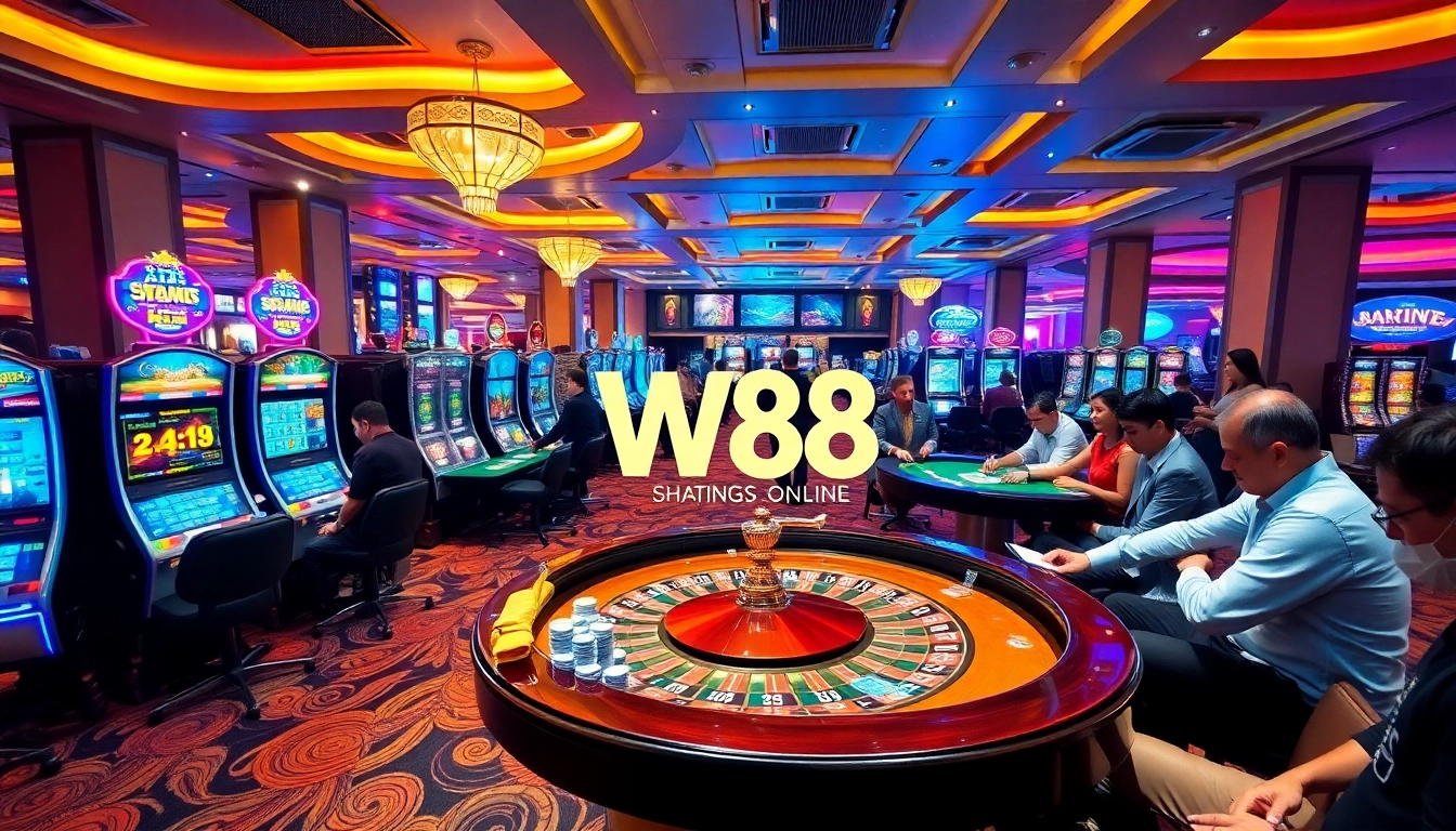 Players enjoying thrilling games at WW88 online casino with vibrant tables and lively atmosphere.