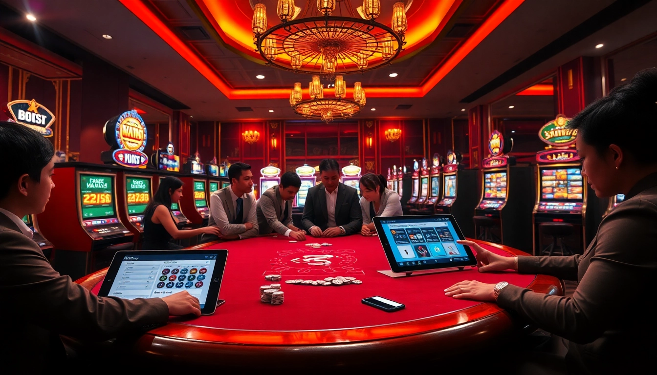 Engaged players at nhà cái win55 casino table enjoying a thrilling game atmosphere.