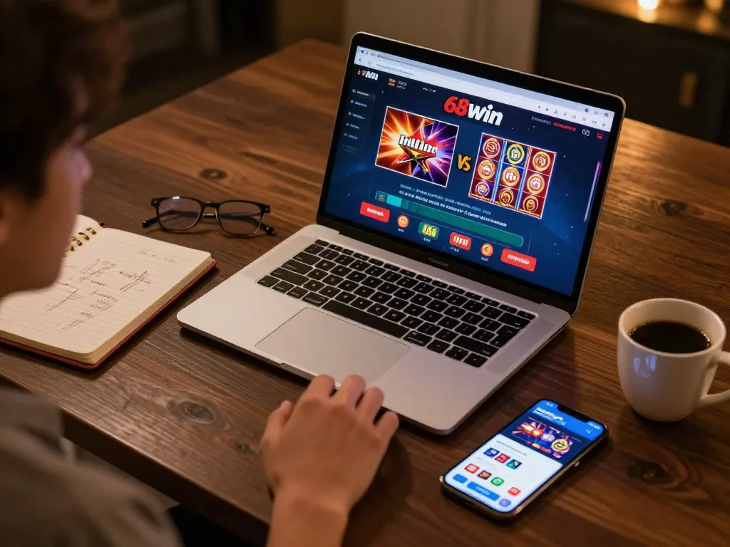Experience exciting gameplay on 68win with an inviting online gaming setup showcasing poker strategies.