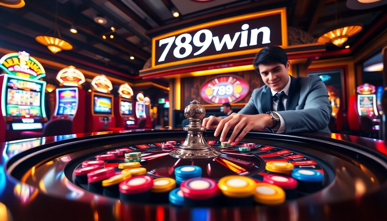 Players enjoying an exciting roulette game at 789win casino, showcasing vibrant chips and dynamic action.