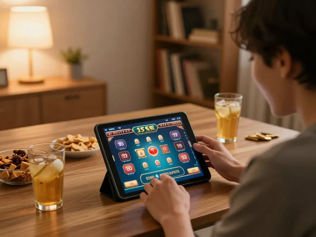 Enjoy exciting gameplay with link server thailand bonus 100 di depan on a tablet in a cozy home setting.