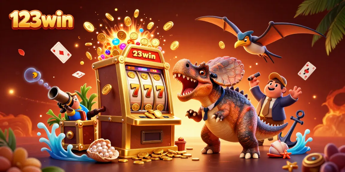 Engage with exciting gaming moments at 123win as colorful coins fly from a jackpot slot.
