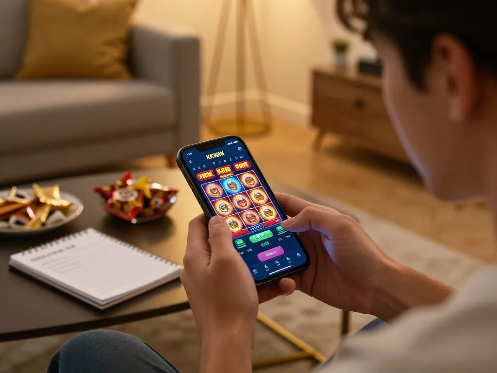 Engaging gameplay on the KKWIN app shows a user enjoying mobile casino with dynamic graphics.