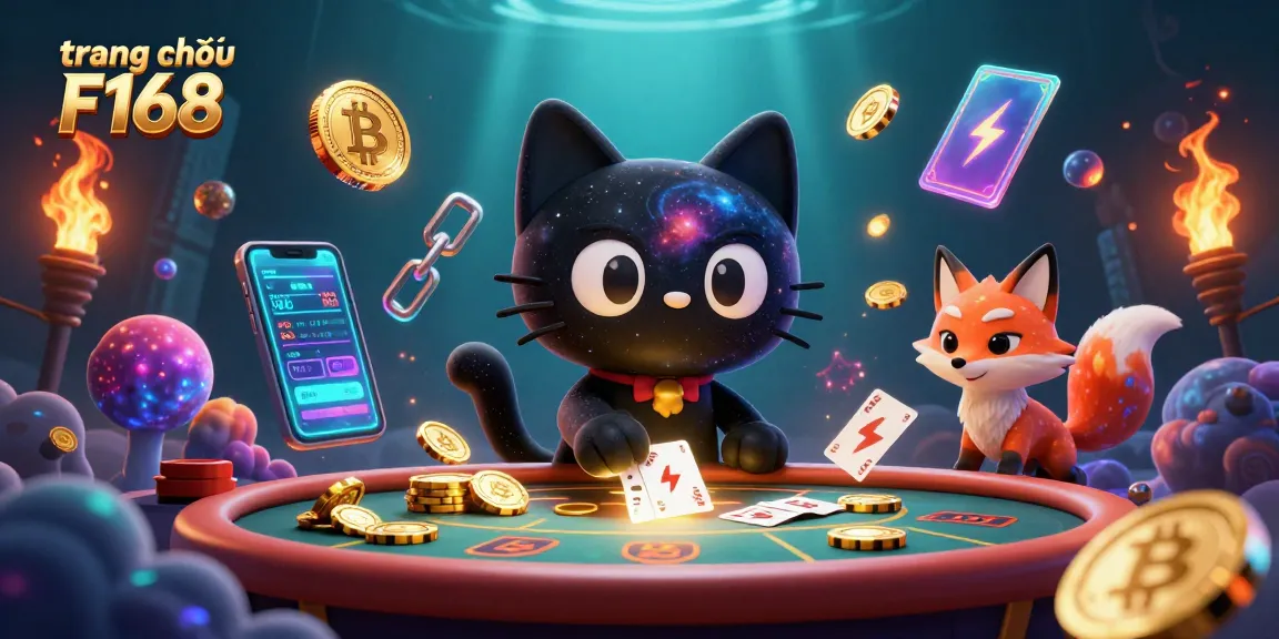 Engage in thrilling gaming at trang chủ F168 with a vibrant cosmic casino scene showcasing luck and cryptocurrency.