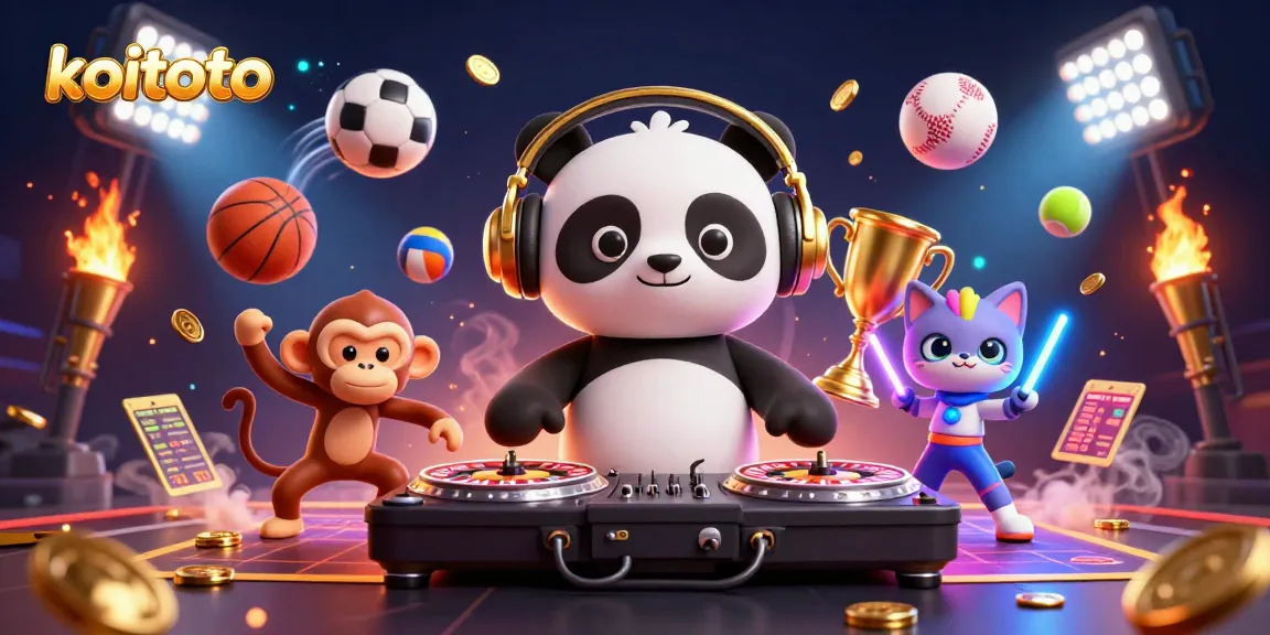 Koitoto enhances gaming with a lively 3D scene featuring a DJ panda and a breakdancing monkey.