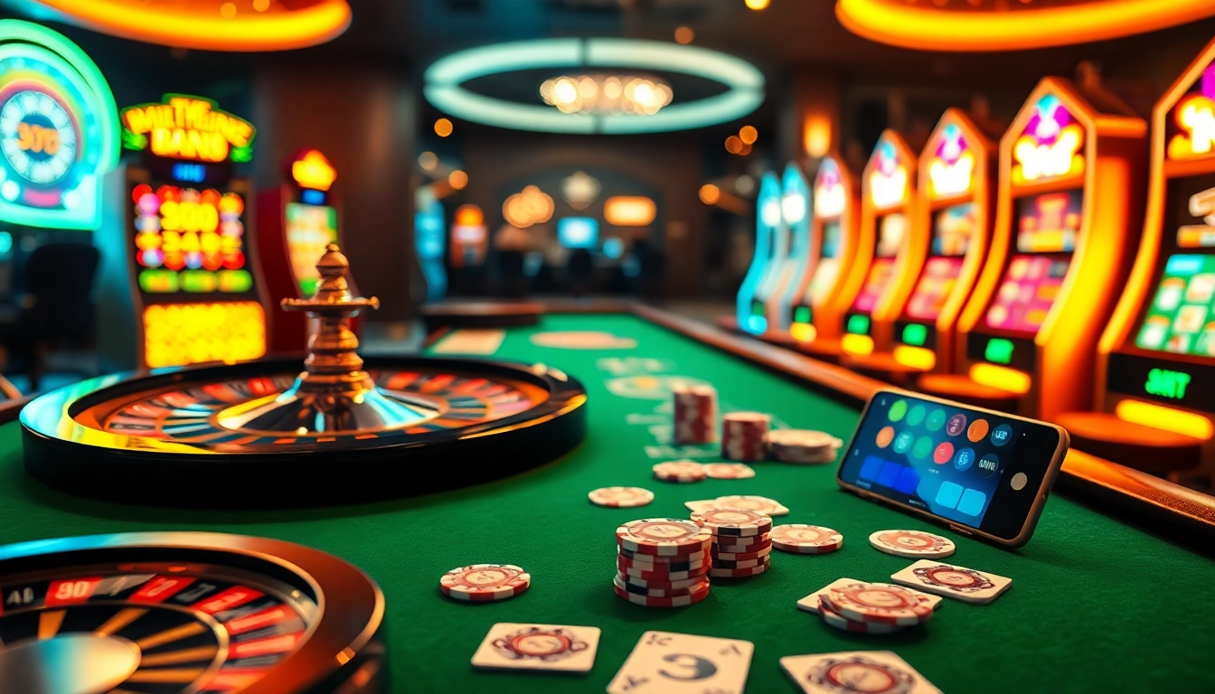 S8 casino scene showcasing luxurious poker chips and a roulette wheel, illustrating high-stakes excitement.