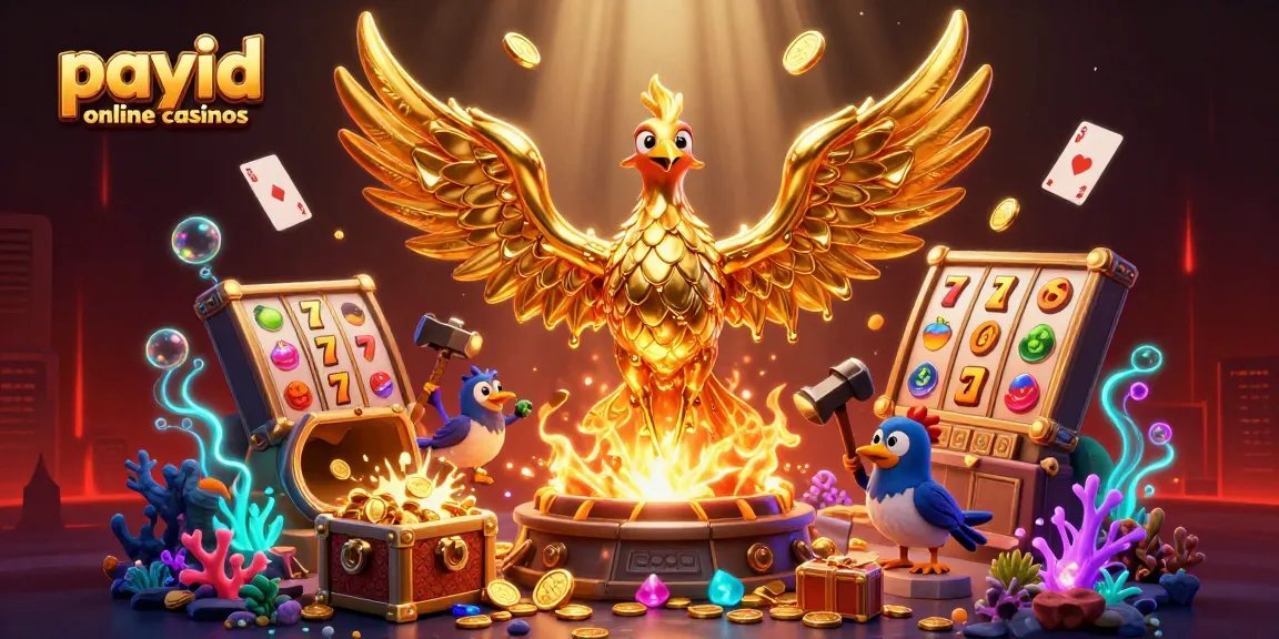 Experience the thrill of payid online casinos with a vibrant golden phoenix scene and dynamic casino elements.