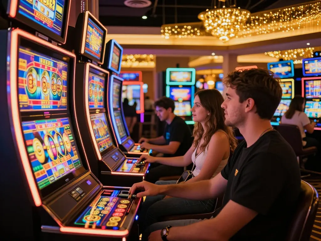 Play at VN88's colorful slot machines, enjoying vibrant lights and a lively atmosphere.