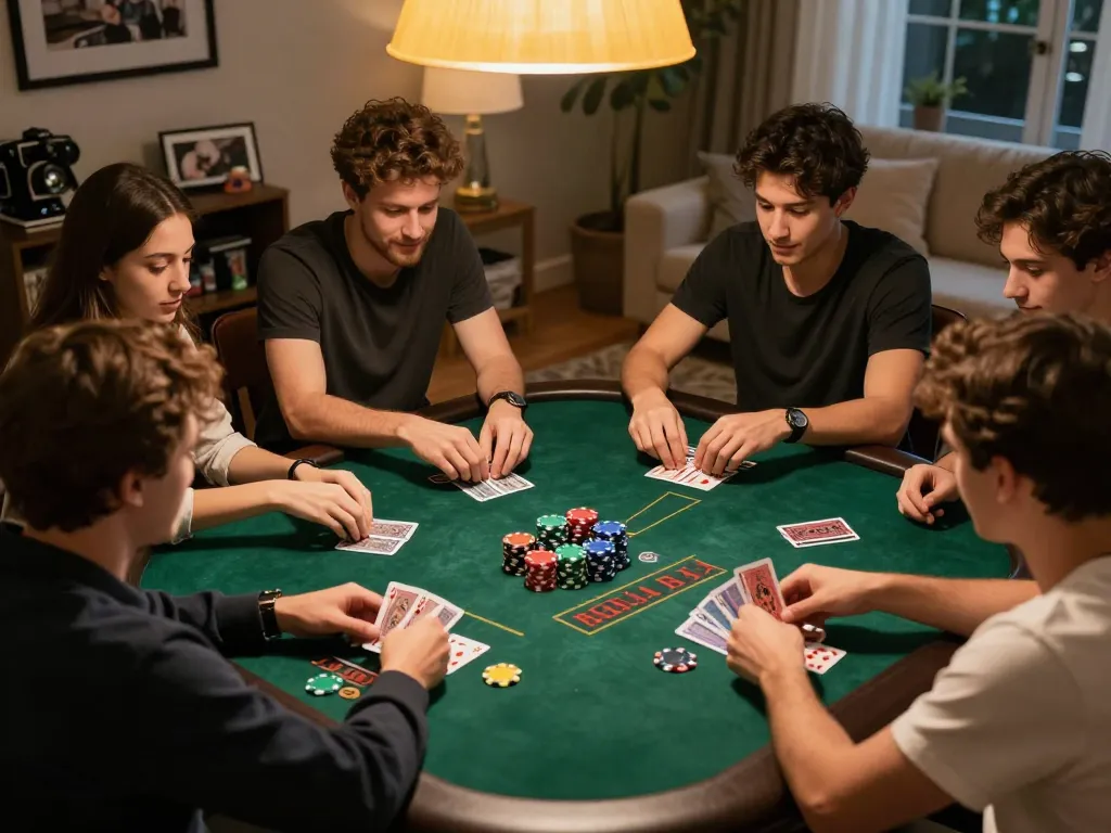Group at home playing blackjack, showcasing strategy and fun with go99com gaming.