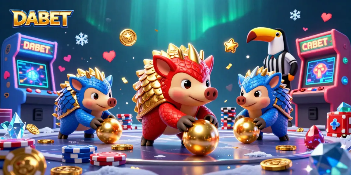 DABET's dynamic casino scene with animated pangolins playing and vibrant game elements.