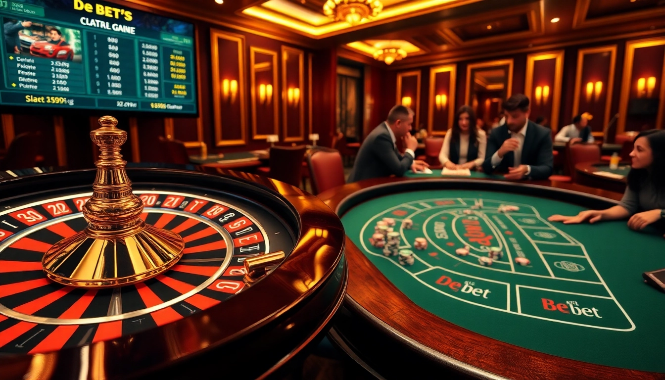 Engaged players at a luxurious casino table placing bets on De bet