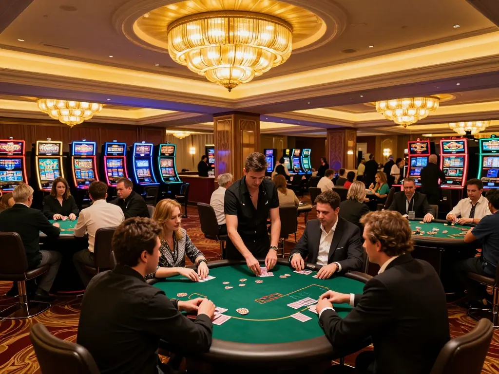 Players engaging in thrilling poker gameplay at 99Win casino, creating a vibrant atmosphere.