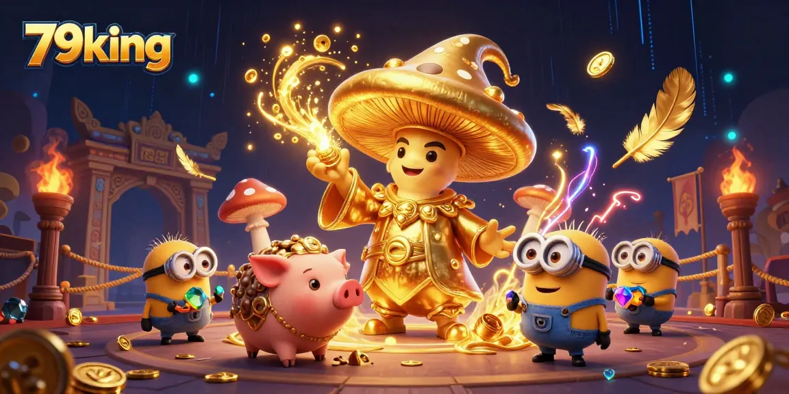 Engage with thrilling games at 79king, featuring vibrant magic, treasures, and dynamic characters in a rich casino scene.