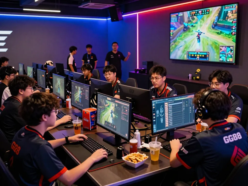 Engaged gamers at GG88 esports arena enjoying competitive betting experience.
