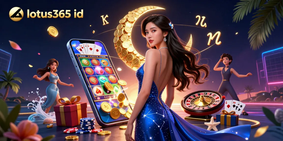 Engage with lotus365 id through immersive 3D casino-themed digital illustration featuring vibrant game elements.