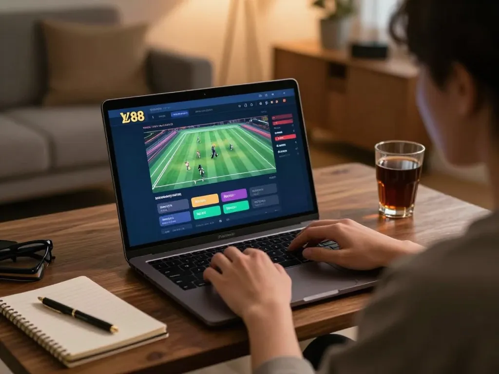 Participate in sports betting at lv88.com from a cozy home setup, focusing on strategic gameplay.