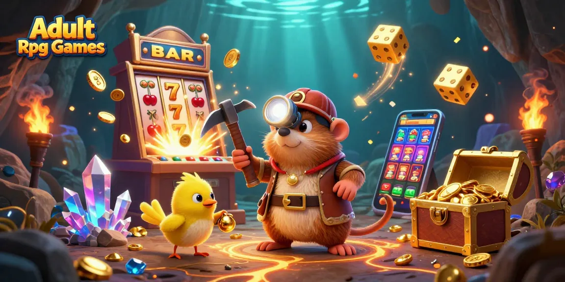 Engage with Adult RPG Games in a vibrant treasure-filled scene featuring dynamic casino elements and rich details.