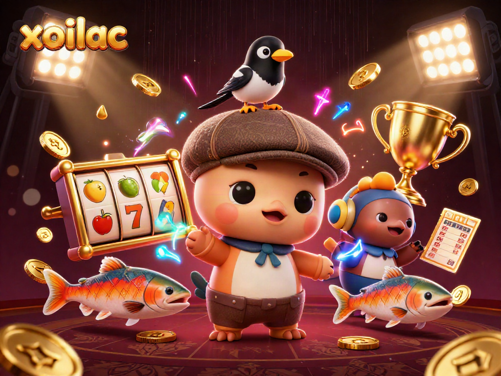 Hình ảnh xoilac đang chơi trò chơi slot thú vị với nhiều yếu tố cá cược sống động.
