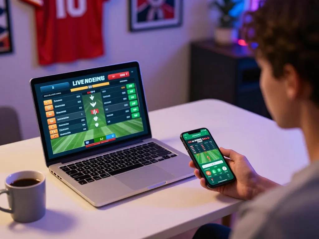 FC88 sports betting action with live odds displayed on laptop, emphasizing strategic gameplay.