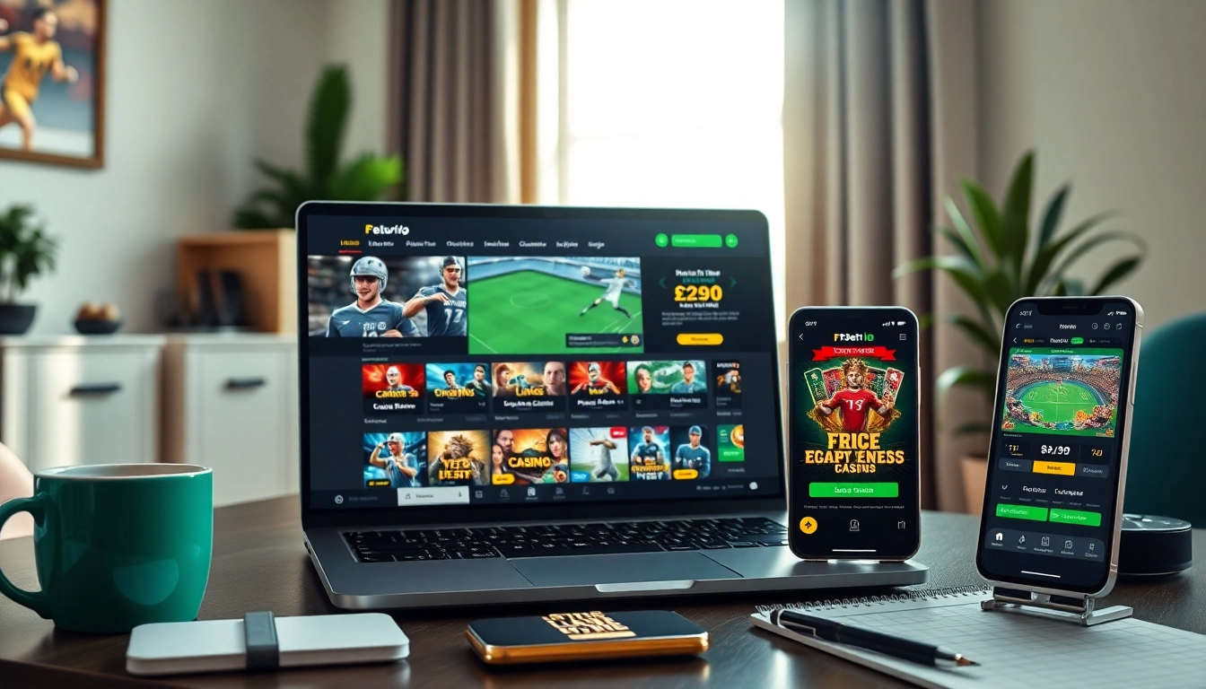 Online betting interface showcasing vibrant sports and casino games from https://f8bet.io/ in a modern setting.