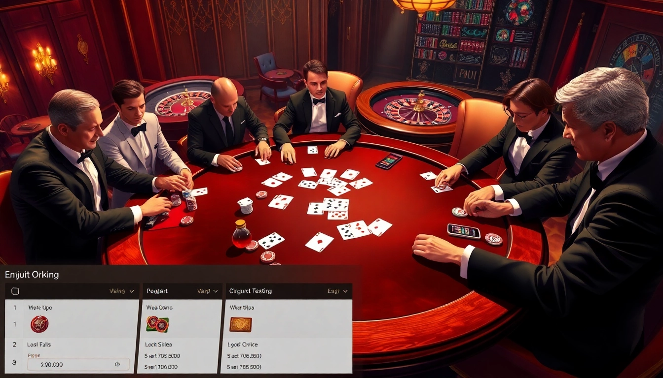 Players engage in a thrilling poker game at a luxury casino, embodying the excitement of Okking.