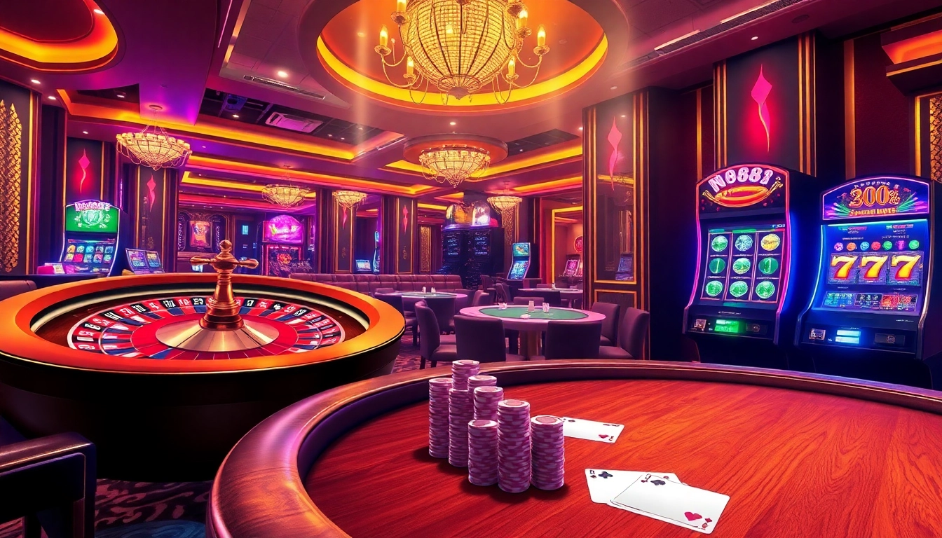 Experience the thrill of nk88 bet with an exciting casino setting featuring roulette, poker, and slots.