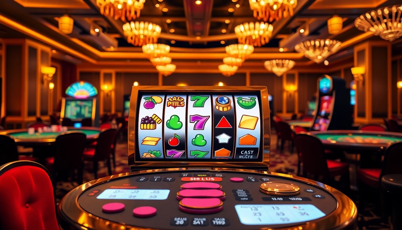 Play the demo slot game with vibrant graphics and engaging features in a luxurious casino.