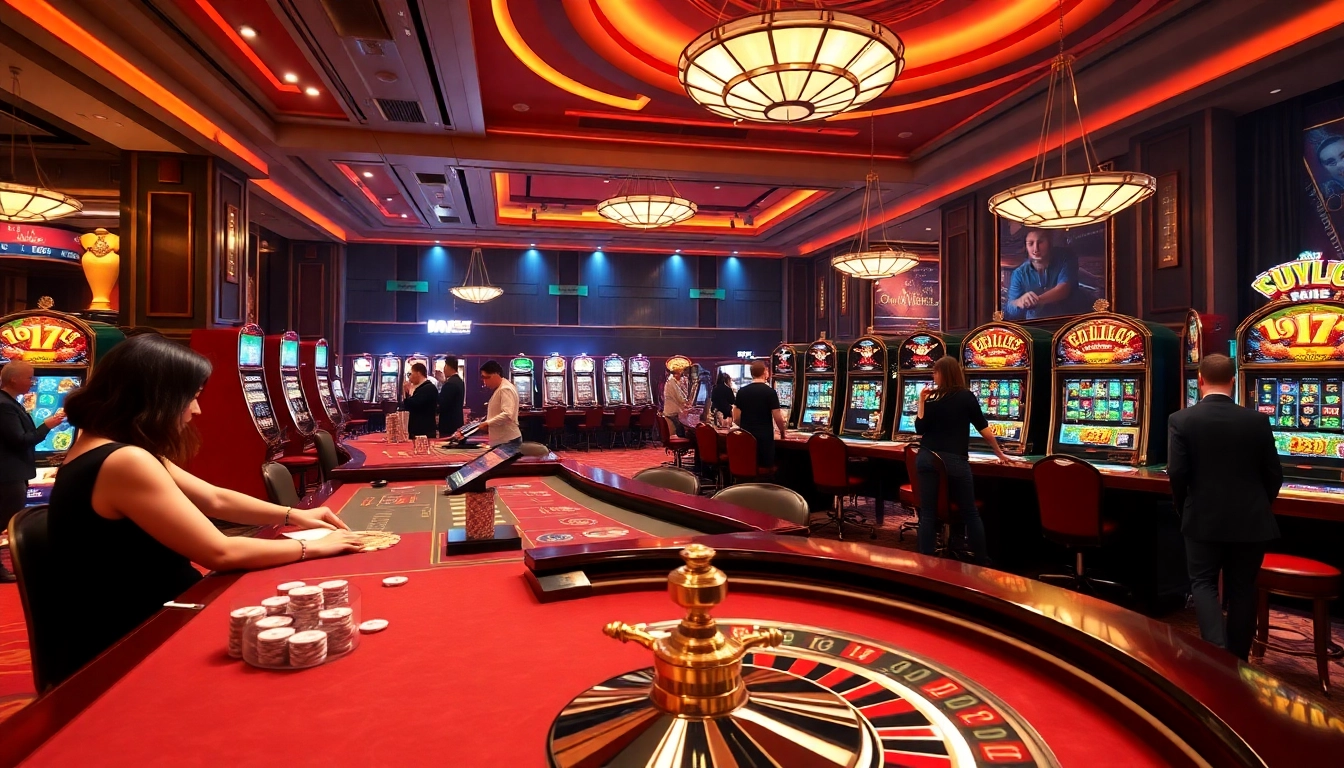 Experience the thrilling gaming ambiance at 789P with vibrant casino tables and roulette wheels.