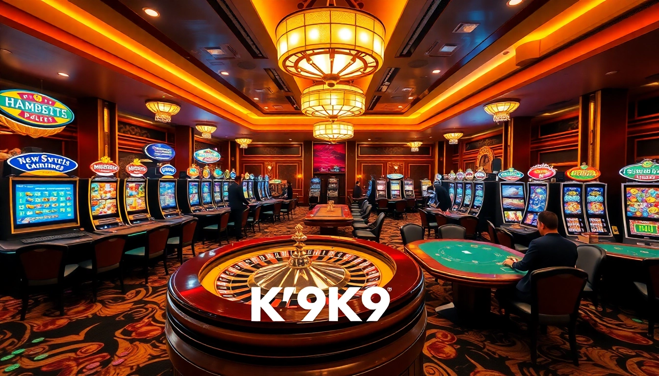K9K9 players enjoying an exciting casino experience with slot machines and card games.
