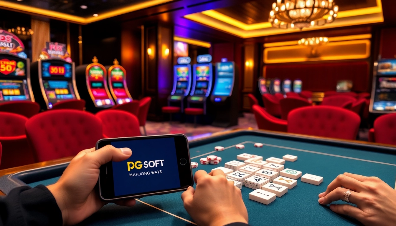 Engage with pg soft's Mahjong Ways in a vibrant casino setting, featuring dynamic gameplay.