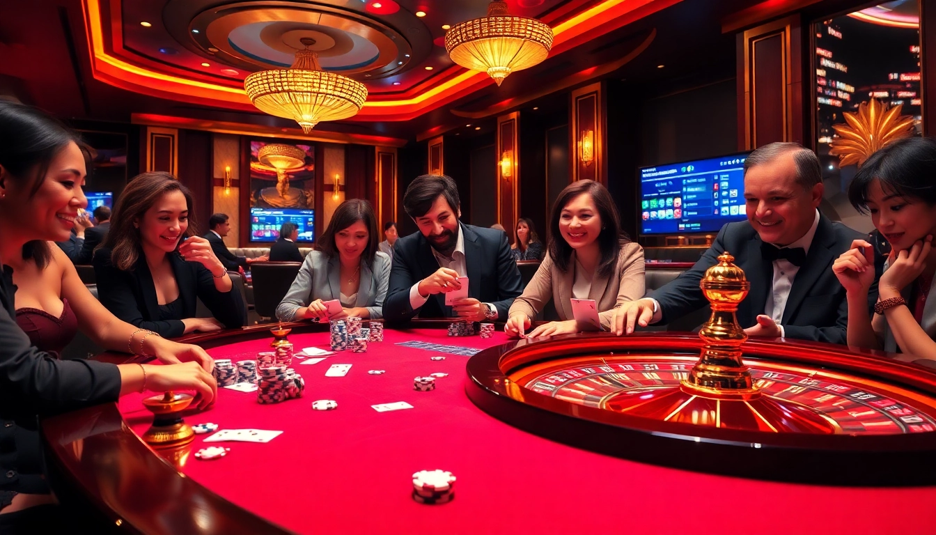 Play thrilling games at Amanahtoto, with vibrant casino elements like poker chips and a roulette wheel.