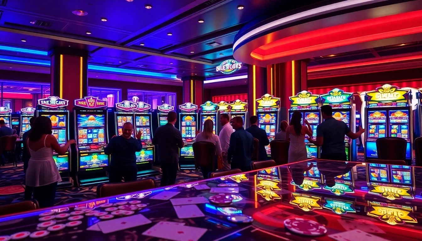Players winning on slot 88 machines in a vibrant casino atmosphere filled with excitement and luxury.