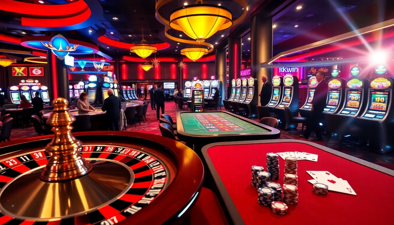 Experience the excitement of Kkwin Casino with dynamic gaming tables and vibrant slot machines.