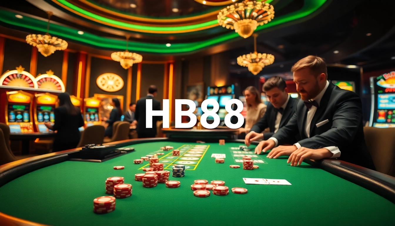 Experience the excitement of HB88 with high-stakes poker at a luxurious casino table.