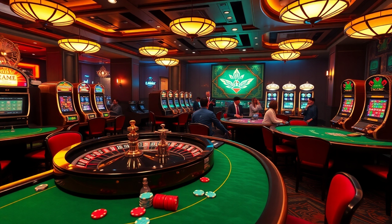 Experience the thrills of 555wim, elegant casino gameplay with vibrant tables and engaged gamblers.