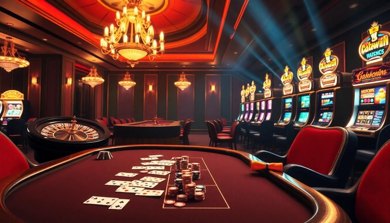 Rasakan sensasi datukwin di kasino mewah dengan meja poker dan mesin slot yang penuh warna.