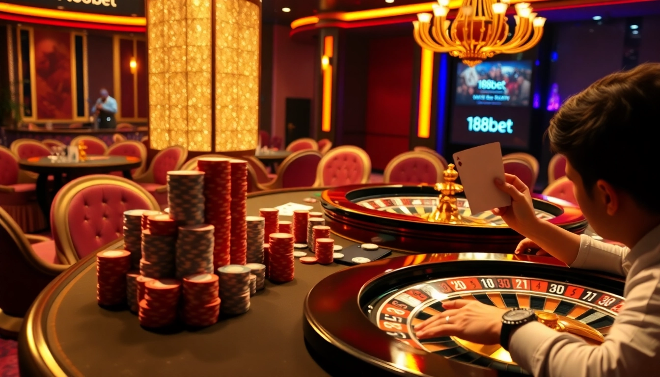 Experience the excitement of high-stakes betting at 188bet's luxurious casino tables.