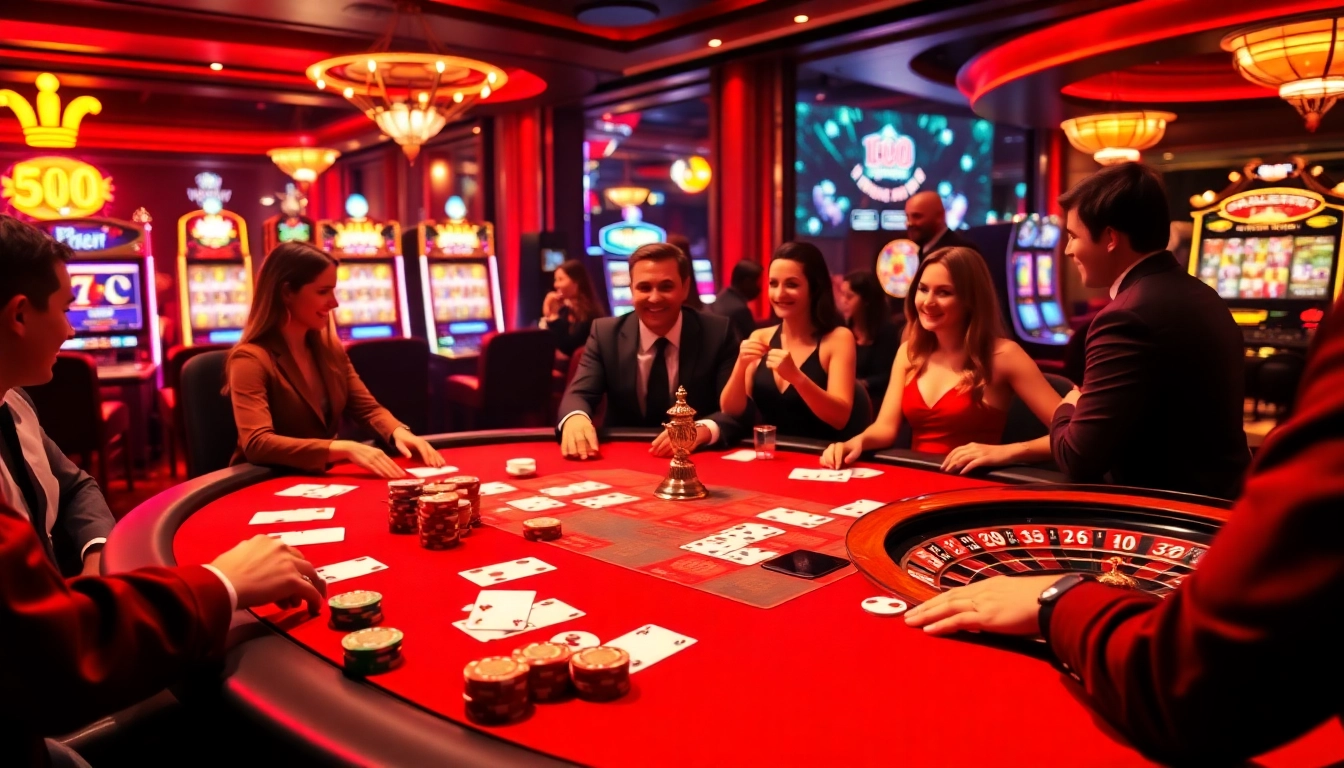 Experience the excitement of winning at https://luckywin.fan/ with vibrant casino visuals featuring tables and games.