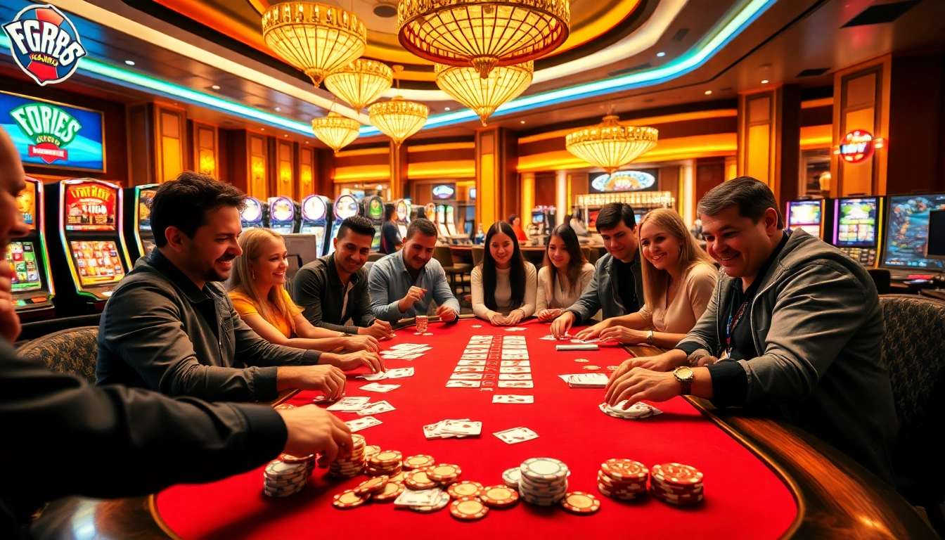 Experience the thrilling GG88 gaming table amidst vibrant casino excitement and polished poker chips.