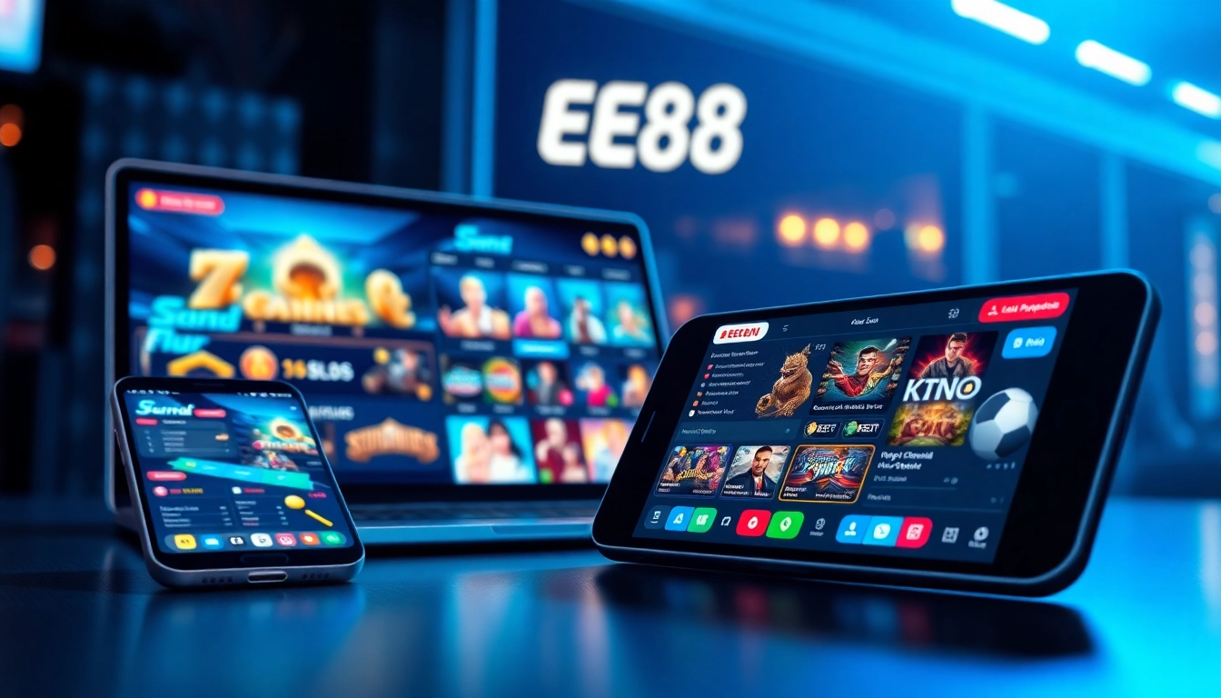 EE88 online gaming experience featuring high-tech gaming interface and 3D graphics.