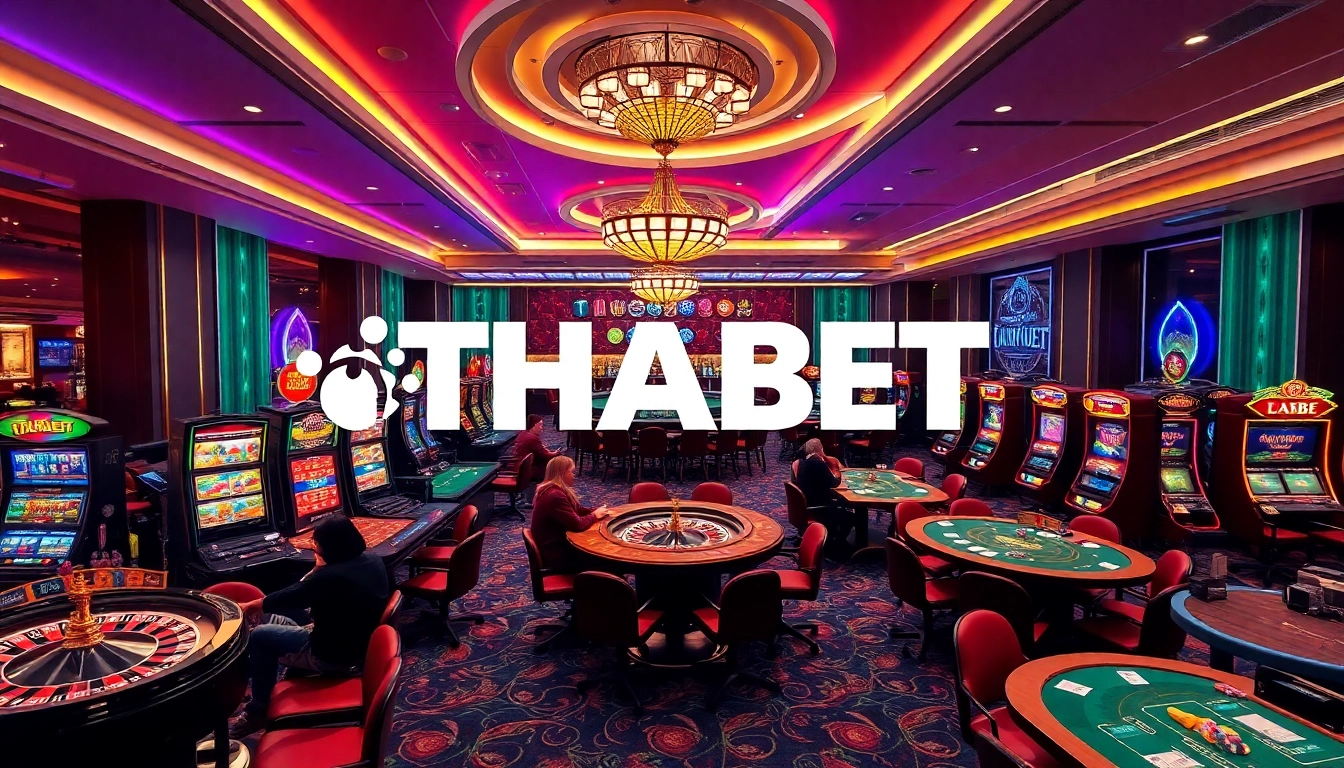 Experience thrilling gaming at THABET's luxurious casino featuring roulette, poker, and slot machines.