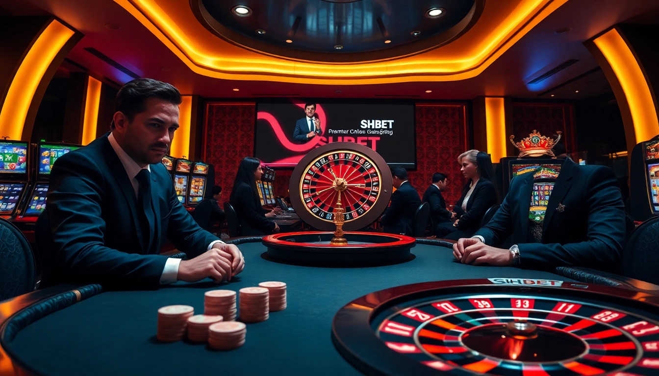Experience the high-stakes thrill of SHBET online casino with vibrant gaming ambiance.