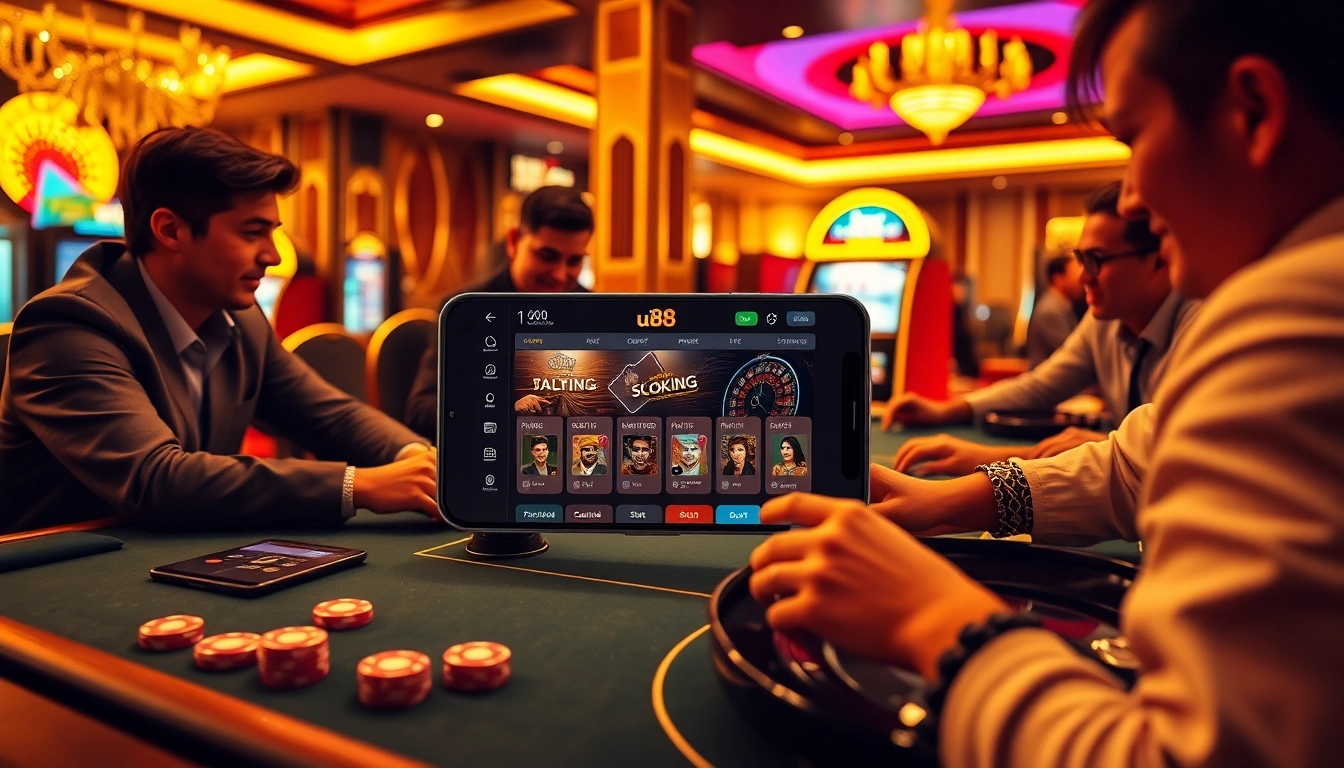 Engage in thrilling gaming at Nhà cái uu88 with vibrant casino elements and digital betting interfaces.