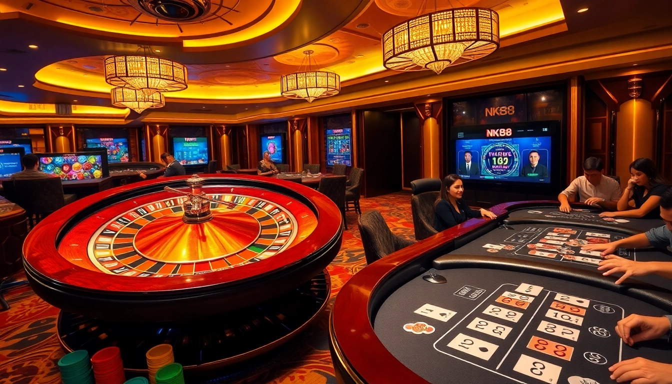 NK88 casino experience with roulette and poker in a luxurious setting.