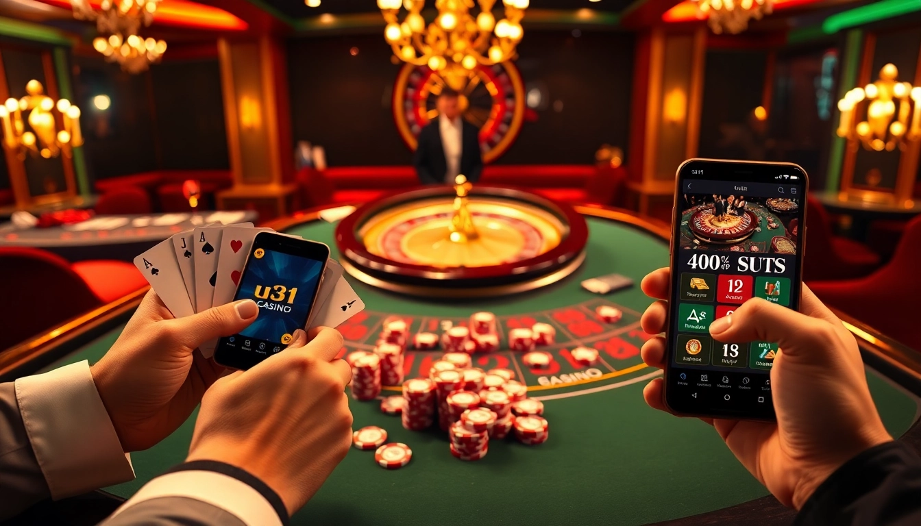 Experience thrilling gameplay at u31 casino with a luxurious blackjack table and vibrant atmosphere.
